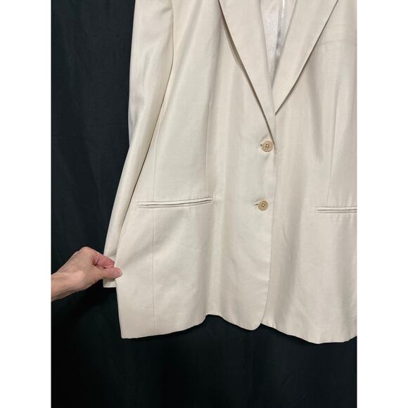 VTG 90s NWT Lauren Ralph Lauren Cream Silk Blend Blazer 20W Designer Classic - Picture 4 of 16